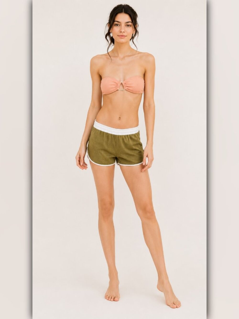 A618-C • Ribbed Triangle Ring Bandeau Bikini Top